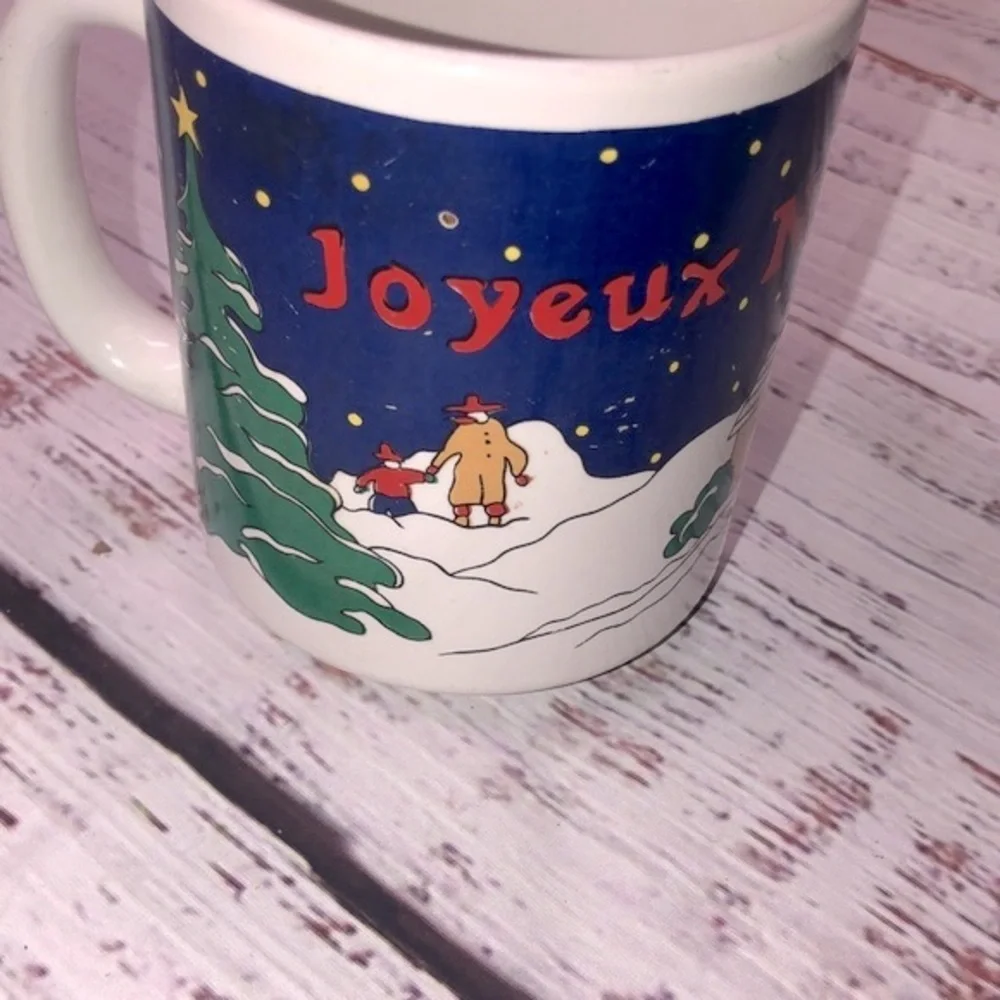 Vintage Santa Joyeux Noel Christmas coffee mug
